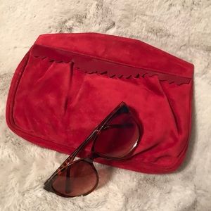 Gorgeous Red Suede Pibra Italian CrossBody bag EUC